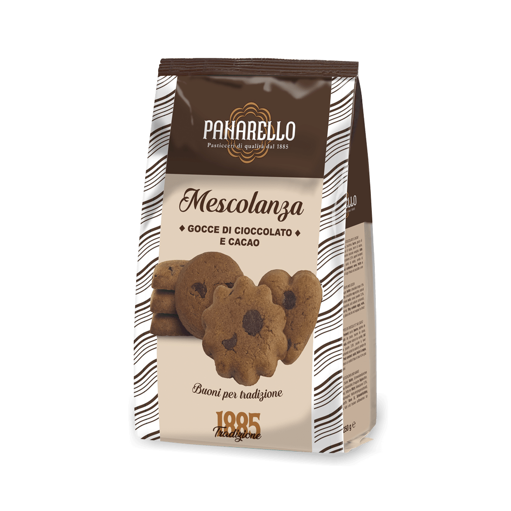 Mescolanza con gocce di cioccolato e cacao