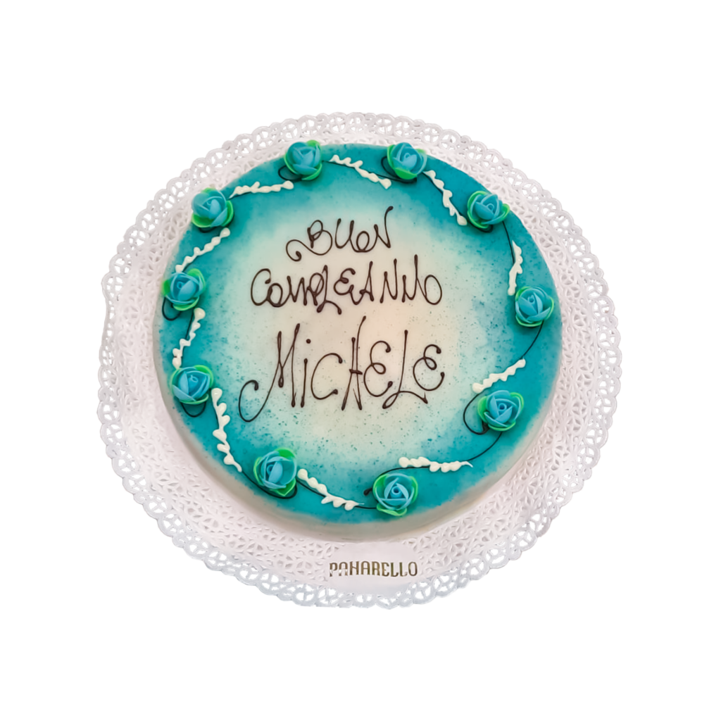 Torta personalizzata di Buon Compleanno azzurra